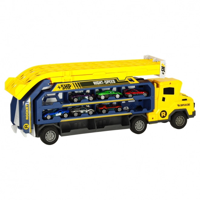 Rumena dirkalna steza s transporterjem - 6 delov