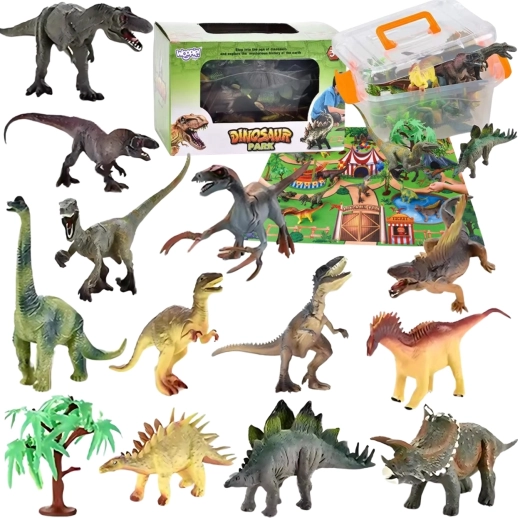 Woopie komplet dinozavrski park – figurice s podlogo in dodatki, 23 kos