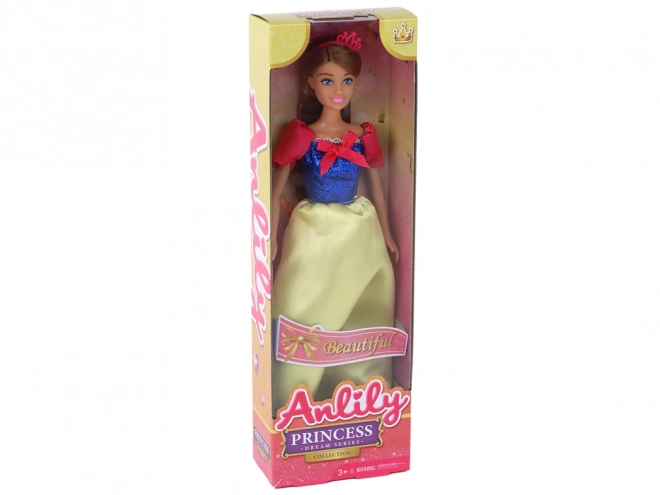 Lutka Anlily Princesa z dolgimi temnimi lasmi in rumeno obleko