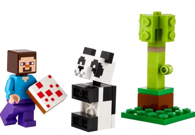 Stavebnica Minecraft Steve in mala panda