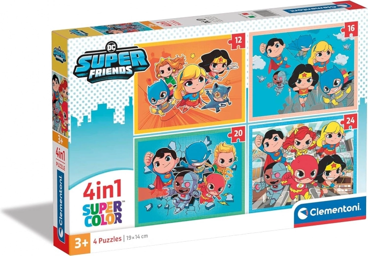 Sestavljanka 4 v 1 DC Super Friends Super Color