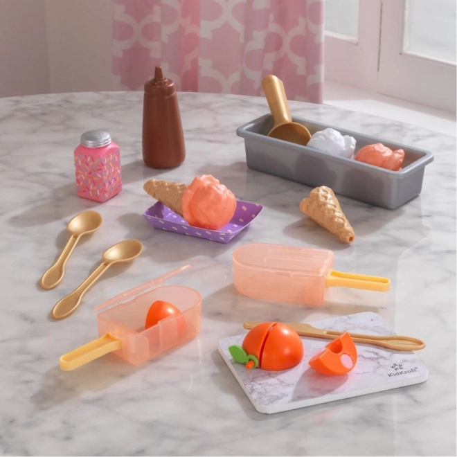 KidKraft Create & Cook breskvicevi lučki – otroški komplet za sladoled (20 kosov)