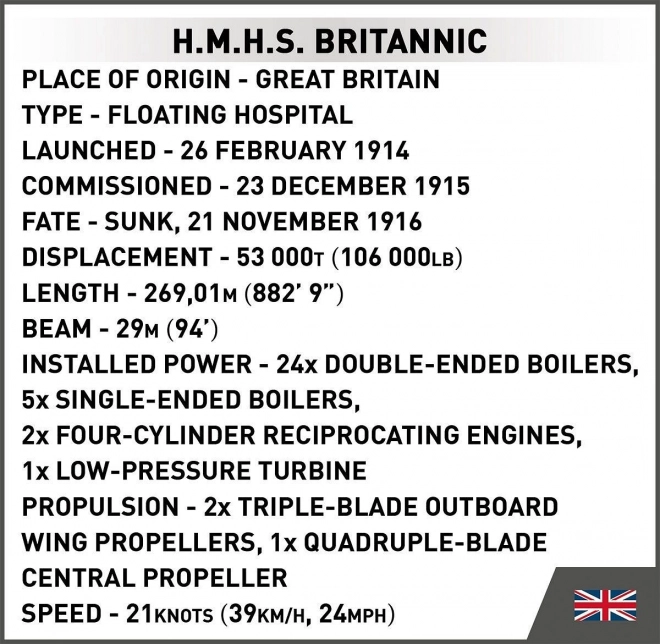 Model ladje H.M.H.S. Britannic 1:700