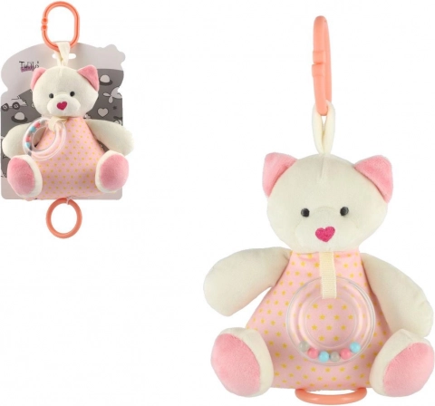 Glasbeni plišasti medvedek 18 cm roza