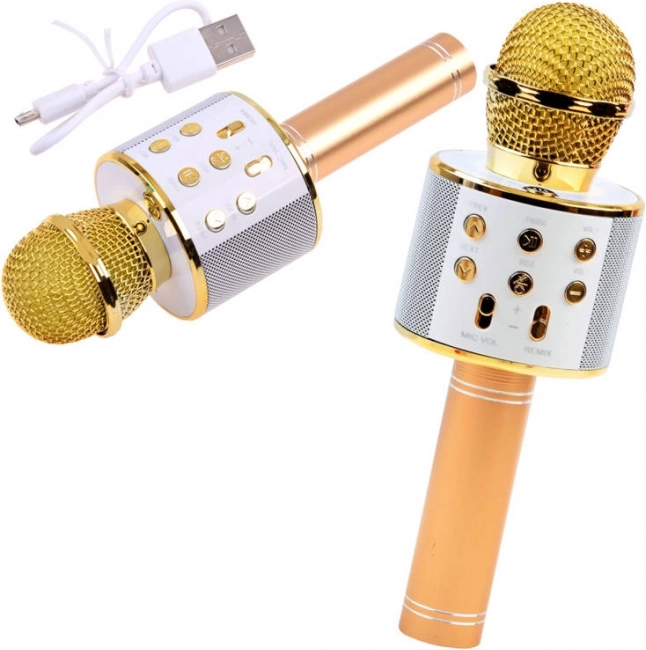 Bluetooth brezžični karaoke mikrofon z vgrajenim zvočnikom – Zlata