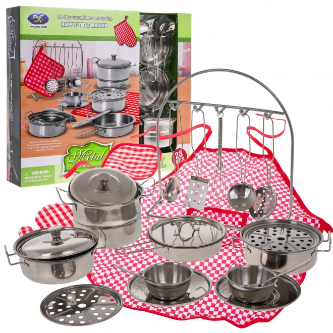 Set kovinskih loncev + dodatki - 23 kosi