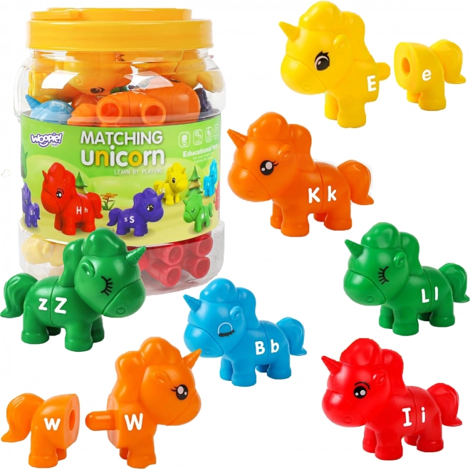 Montessori izobraževalni set Samorogi za sestavljanje "Dodeli črke" 13 kos