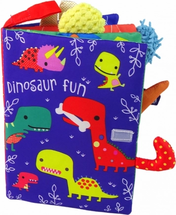 Mehka knjižica dinozavri – barvna tekstilna knjižica za dojenčke