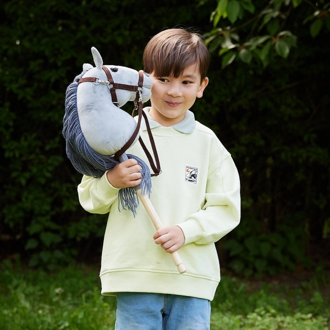 HOPPIHORSE konj na palici hobby horse velikost A4 siv