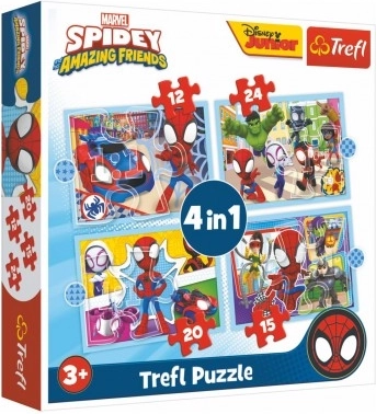 Sestavljanka 4 v 1 Spidey in njegovi osupljivi prijatelji (12, 15, 20, 24 koščkov)