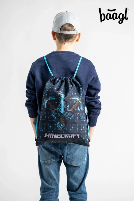 Minecraft 2 set modra sekira in meč peresnica in vrečka
