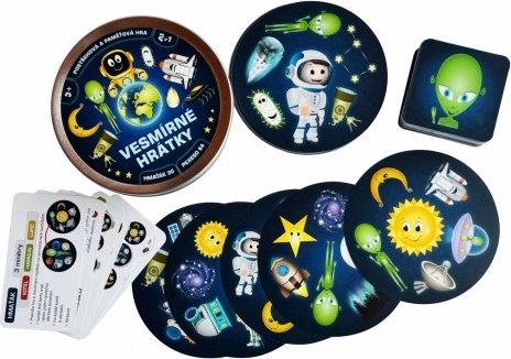 Teddies vesoljske igrarije 2v1 – kartna igra za hitrost opažanja v kovinski škatlici