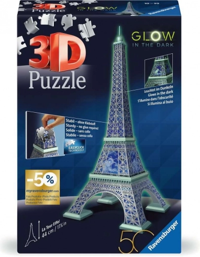 Svetleče 3D sestavljanke Eifflov stolp – 224 kosov RAVENSBURGER