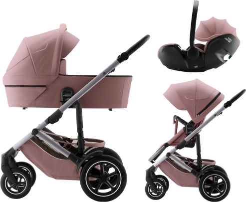 Voziček Smile 5Z z globoko košaro in avtosedežem Baby-Safe Pro Style, Dusty Rose