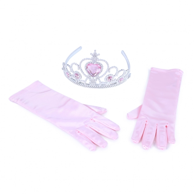 Princese komplet roza rokavice in krona