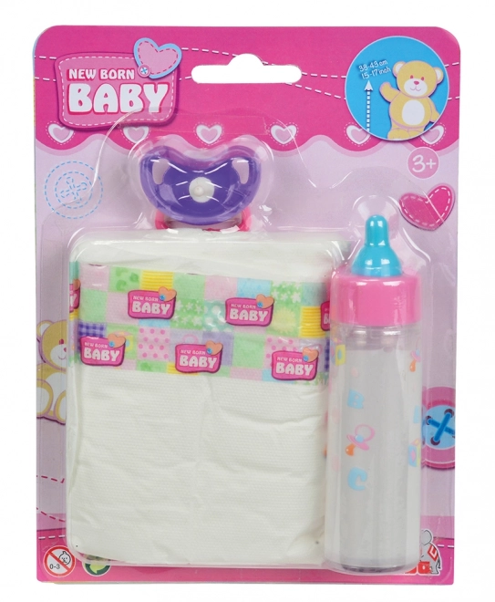Set za dojenčke New Born Baby - steklenička, dudo in plenica