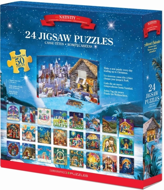 EUROGRAPHICS Puzzle Adventni koledar: Jezusovo rojstvo 24x50 kosov