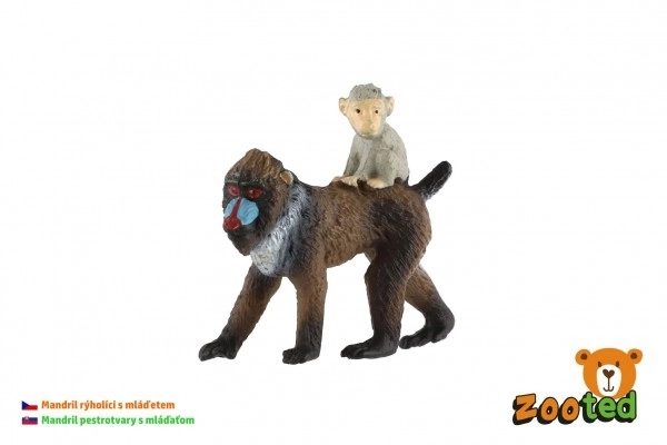 Mandrill samica z mladičem zooted plast 6cm v vrečki