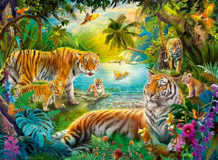 Ravensburger puzzle Oaza tigrov 500 kosov
