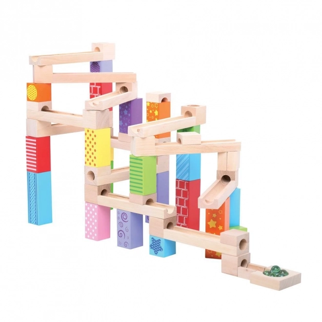Bigjigs Toys Lesena kroglična proga barvna
