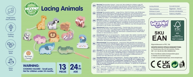 WOOPIE GREEN lesena natikanka ZOO Montessori komplet 13 delov