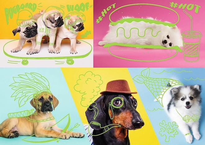 Sestavljanka 1000 kos Neon Color Line - Nori psi