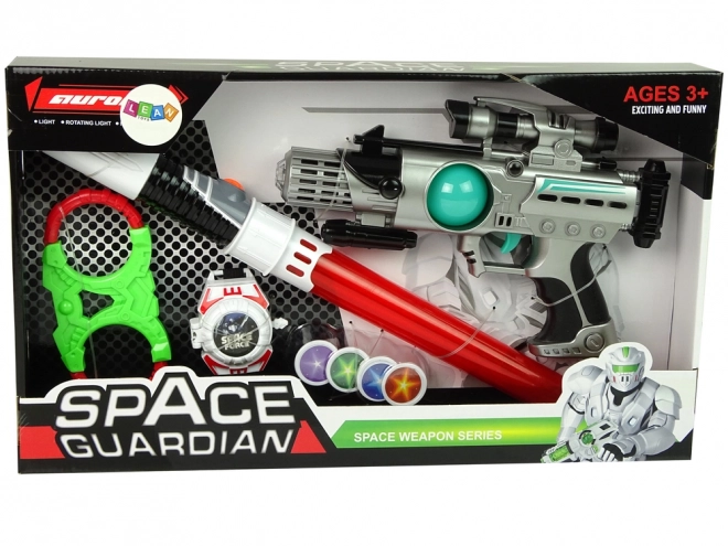 Set vesoljskih orožij Space Guardian z lasersko pištolo in mečem