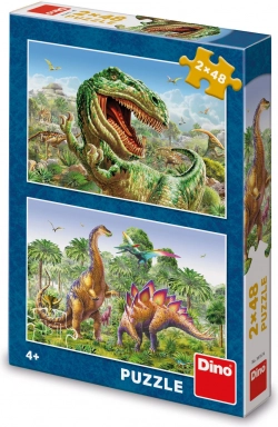 Sestavljanka DINO dvoboj dinozavrov 2×48 koščkov