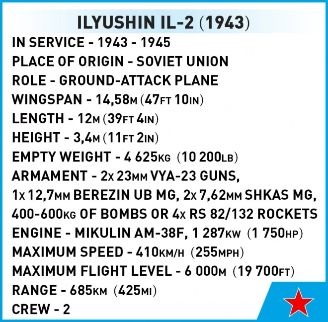Zgradbeni Set Zgodovinska Kolekcija WWII Ilyushin Il-2 1943