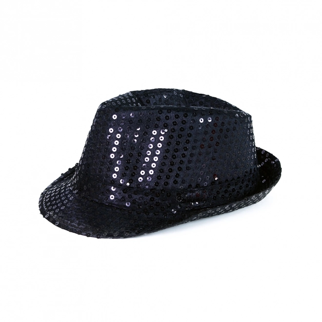 Črna disco klobuk z LED lučko za odrasle