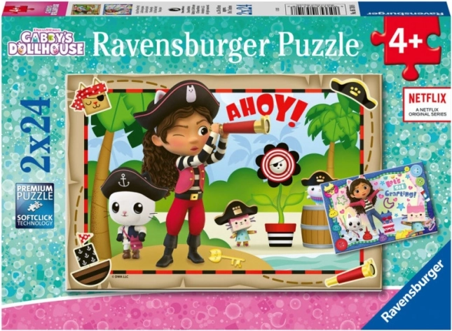 Sestavljanka 2×24 GABIN MAČJI DOM – RAVENSBURGER