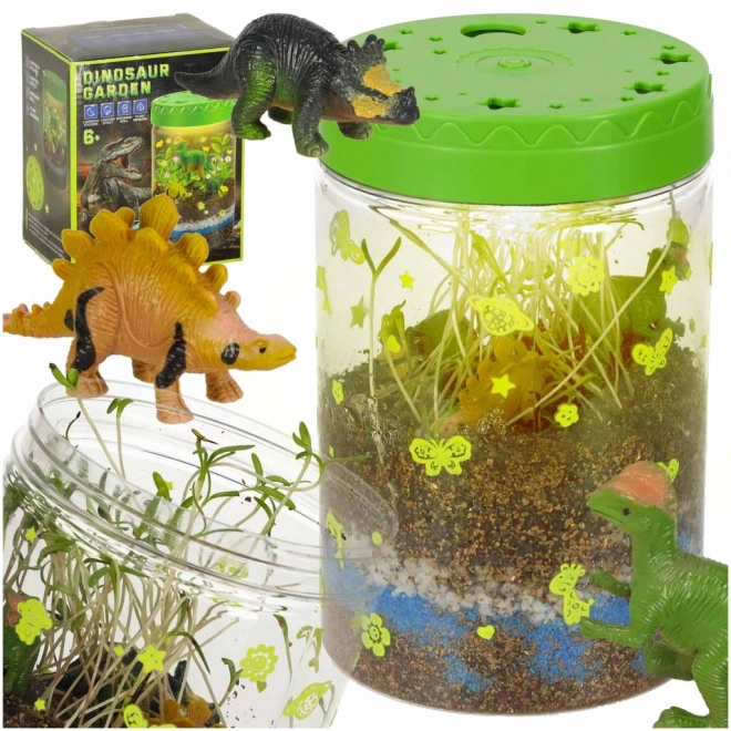 Terarij za vzgojo rastlin z LED lučko in dinozavri