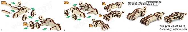 Lesene 3D sestavljanke mini set športnih avtomobilov
