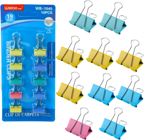 Set barvnih pisarniških spon 19 mm, 10 kos