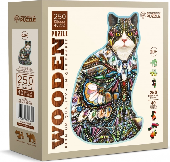 Lesene sestavljanke Okrašena mačka 250 koščkov WOODEN CITY