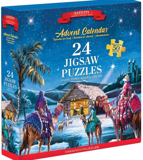 EUROGRAPHICS Puzzle Adventni koledar: Jezusovo rojstvo 24x50 kosov