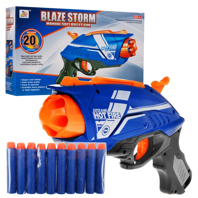 Ročna pištola za otroke 6+ Blaze Storm Prožni mehanizem + 20 dolgih penastih nabojev