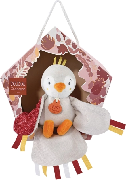 Doudou darilni komplet – glasbeni plišasti ptiček 23 cm – Rdeča
