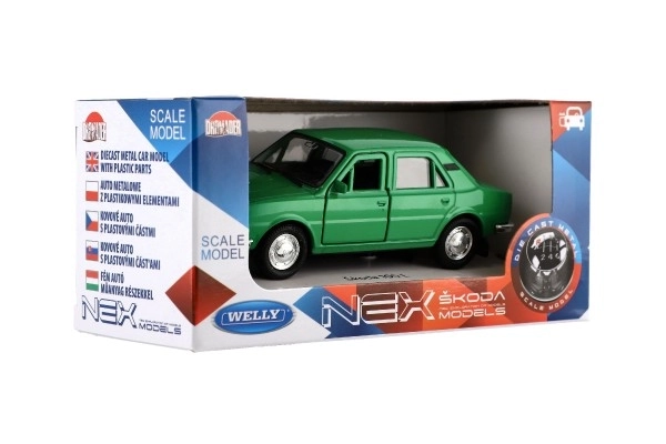Auto Welly Škoda 105L kov/plast 11cm 1:34-39 na prosti tek 4 barve v škatli 15x7x7cm