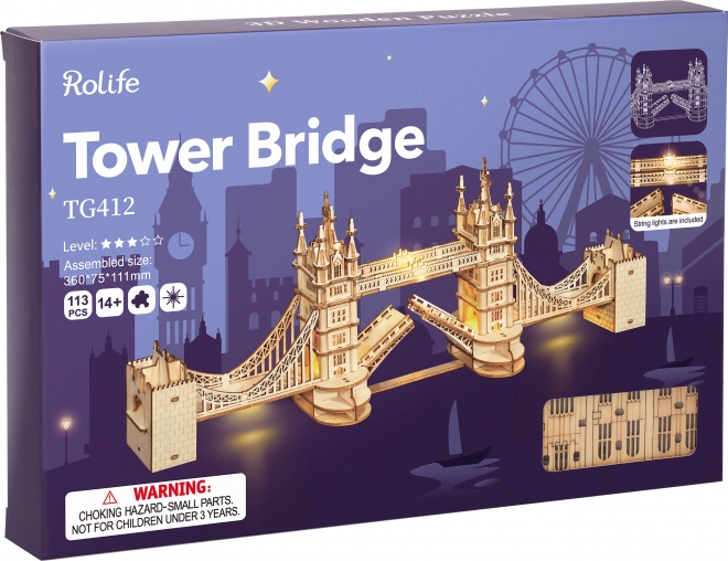 RoboTime leseni 3D puzzle most Tower Bridge svetleči