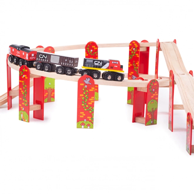 Bigjigs Rail večnivojna lesena železniška gradbena igrača