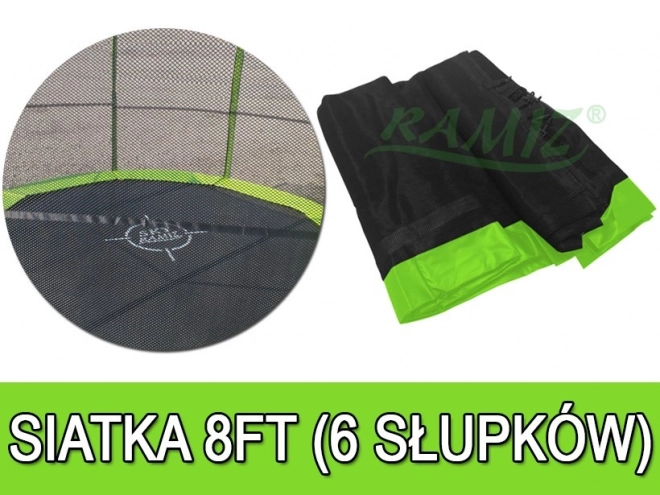 SkyRamiz Zelena varnostna mreža za vrtne trampolin 244 cm/8FT 6 stebričnih tunelov