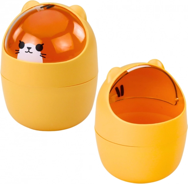 Mini koš za smeti na mizi oranžne barve