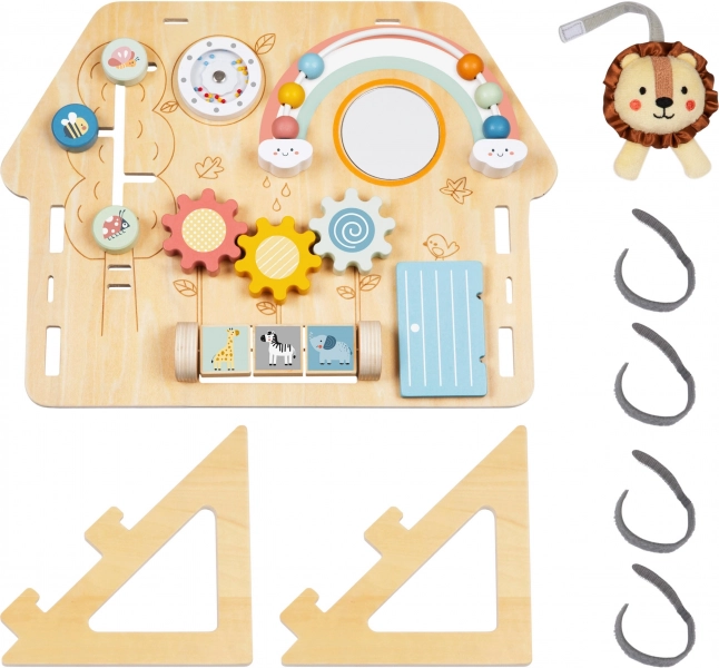 Tooky Toy Velika Lesena Manipulacijska Tabla Hiša - Aktivnostni Center
