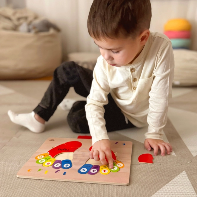 Lesena izobraževalna sestavljanka TOOKY TOY - Učenje številk in barv