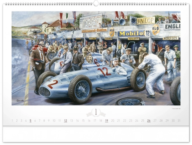 NOTIQUE Stenski koledar Oldtimers – Václav Zapadlík 2025, 64 x 42 cm