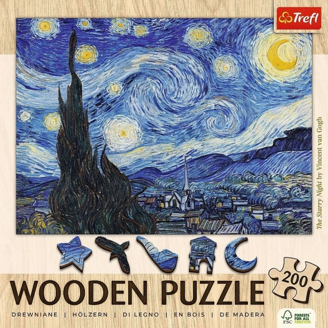 Lesena sestavljanka Vincent van Gogh - Zvezdna noč 200 kosov