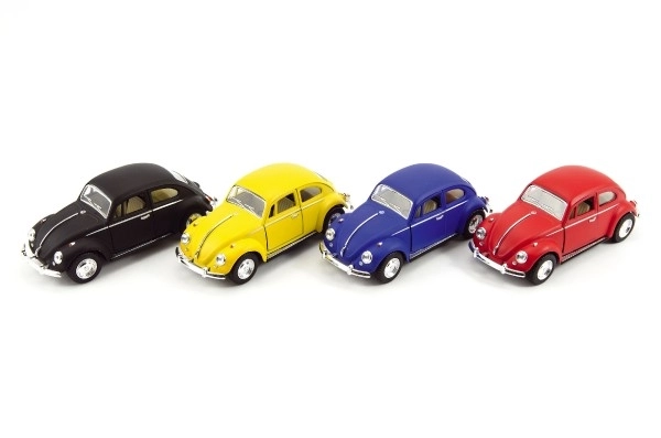 Avto Kinsmart VW Klasični Beetle kovina/plastika 13cm na vzmetni pogon 4 barve 12 kos v škatli