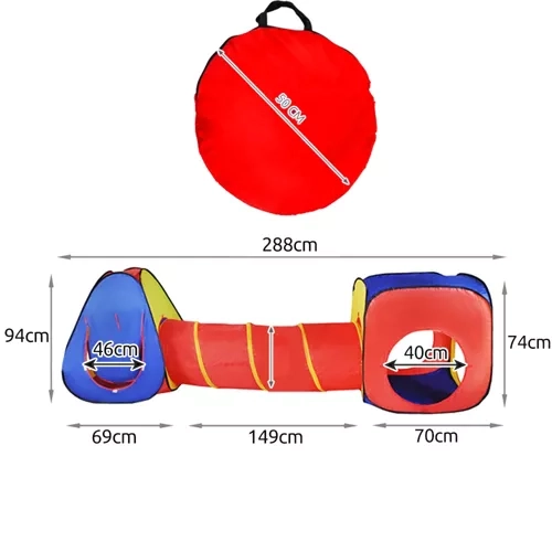Otroški igralni šotor 3v1 Tipi + Tunel + Hiška