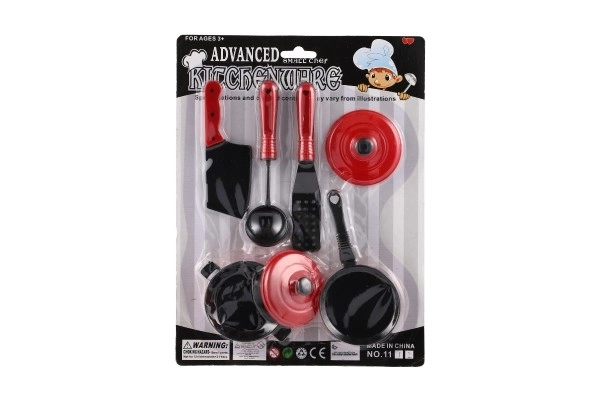 Plastični set posode za kuhinjo 7-delni rdeč na kartici 21x28cm